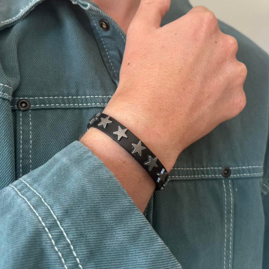 Black Star Leather Bracelet