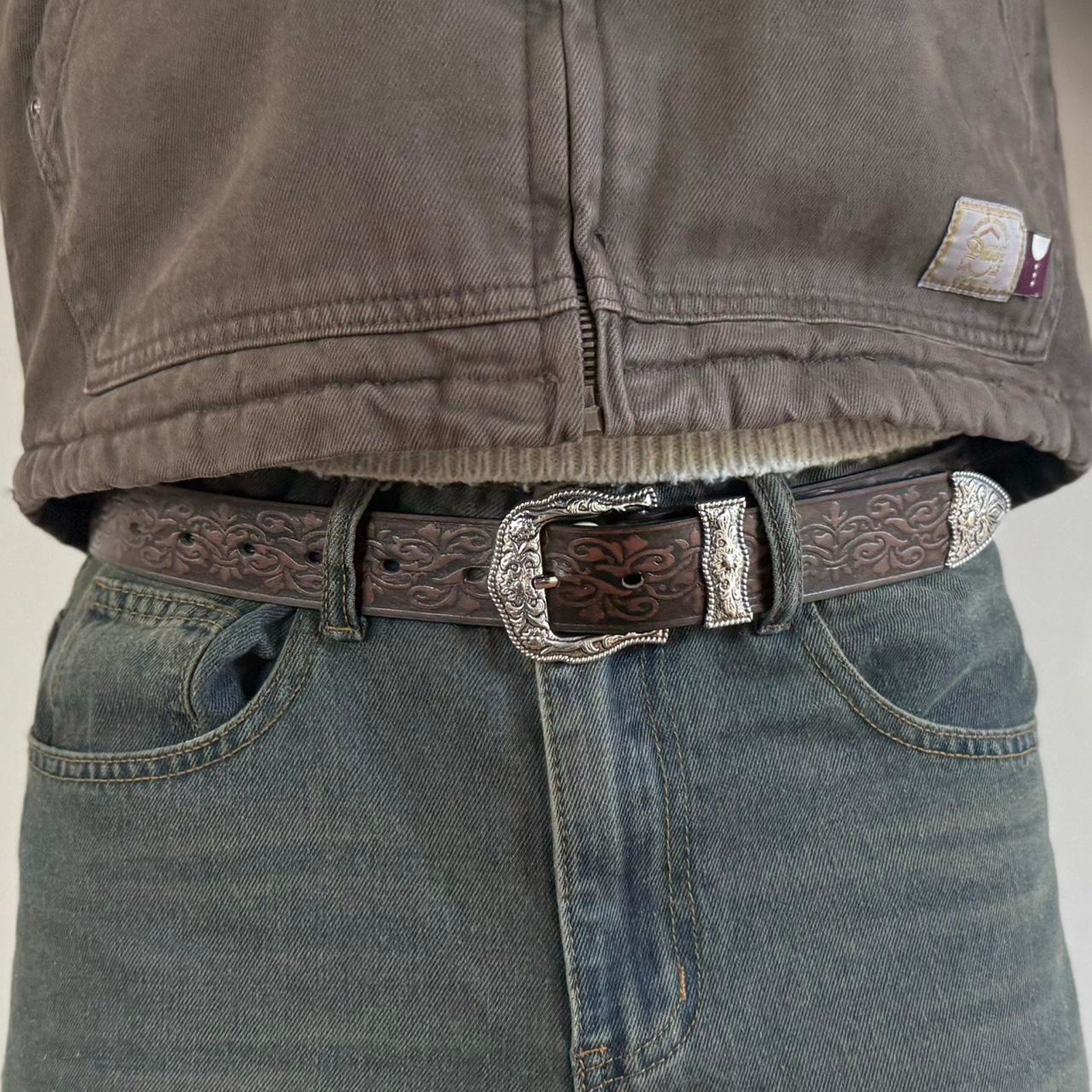 Brown Tooled Western Belt