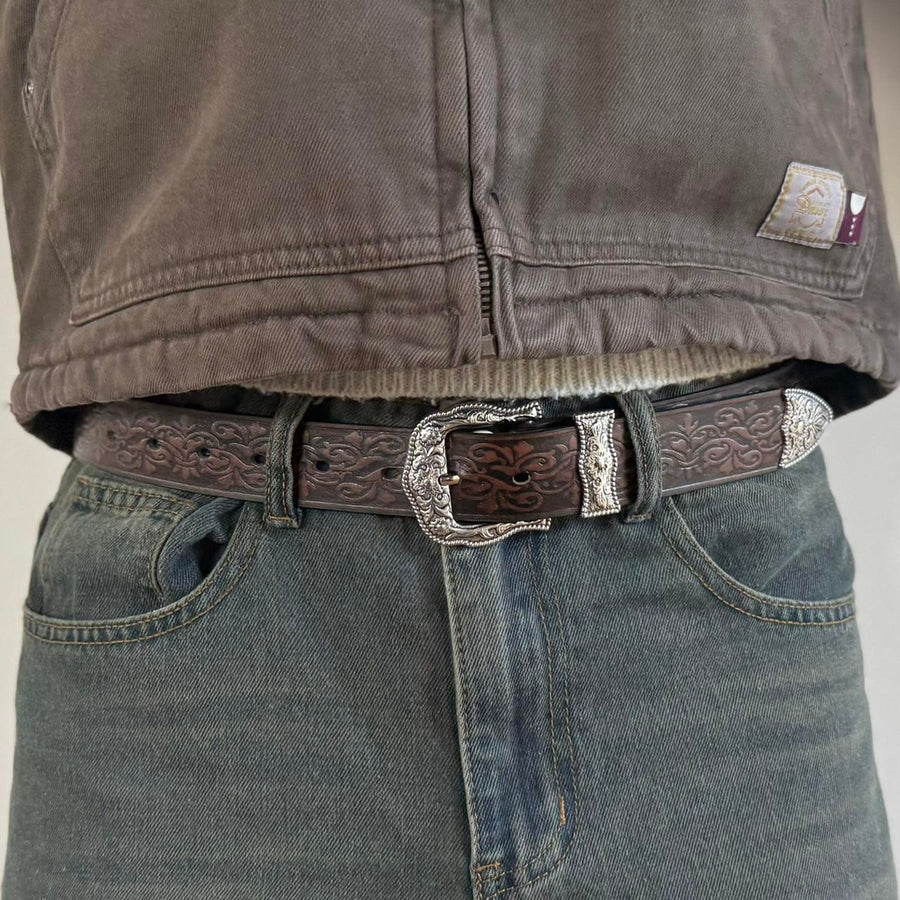 Brown Tooled Western Belt