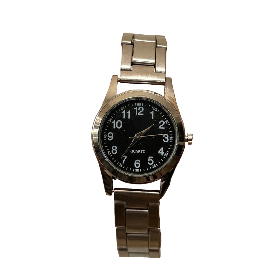 Silver Black Dial Watch