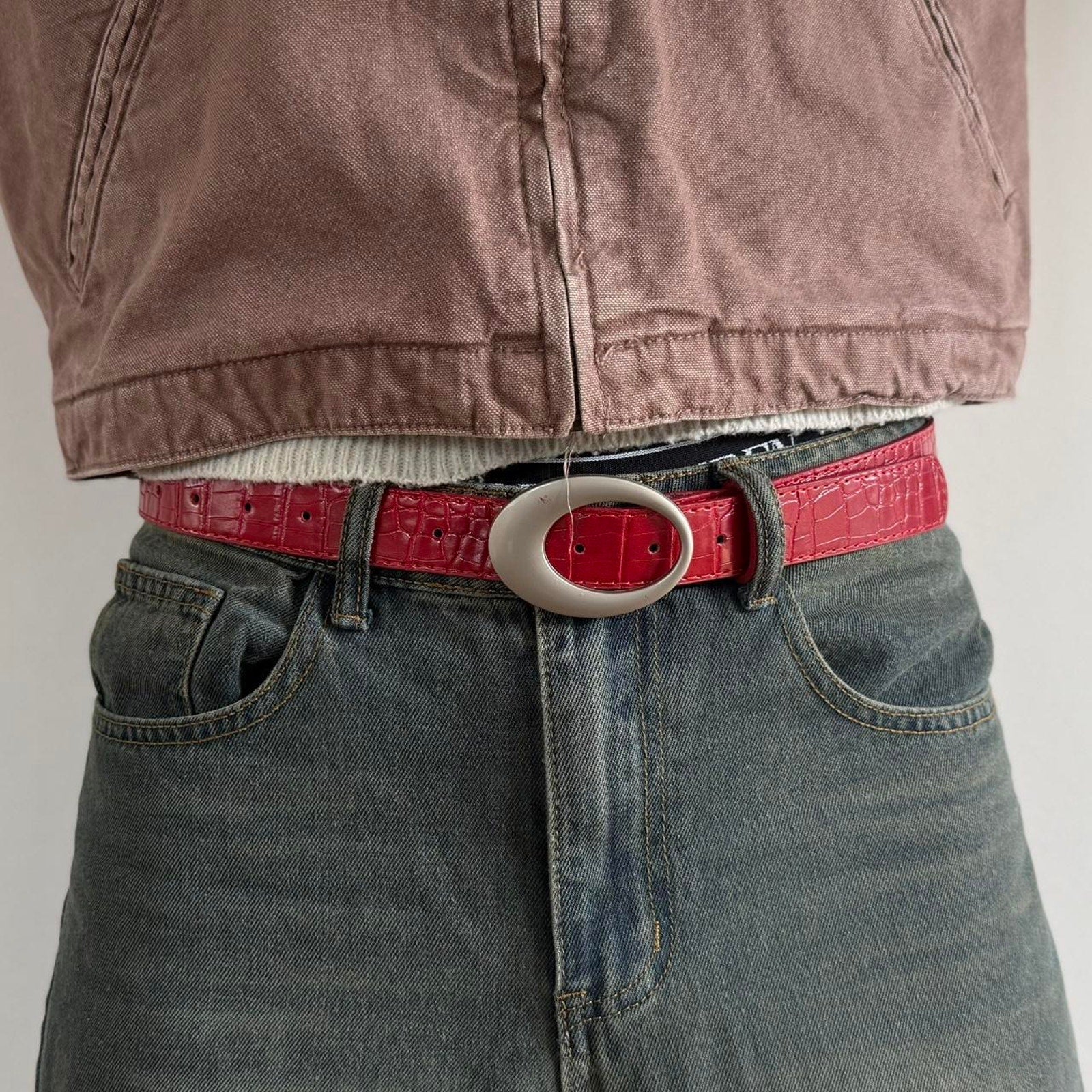 Red Oval Buckle Belt