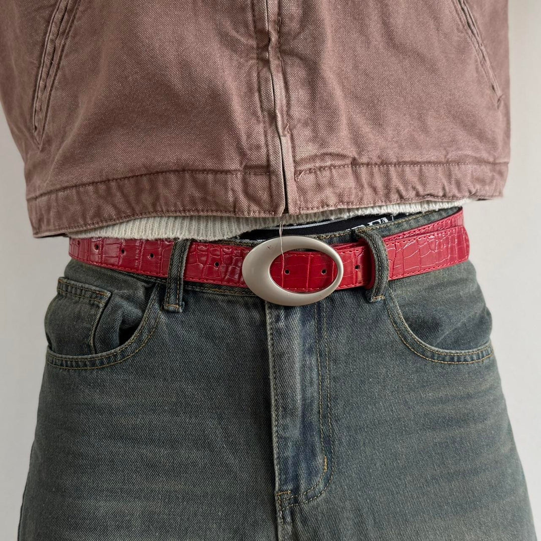 Red Oval Buckle Belt - Rynor