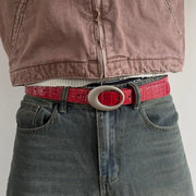 Red Oval Buckle Belt