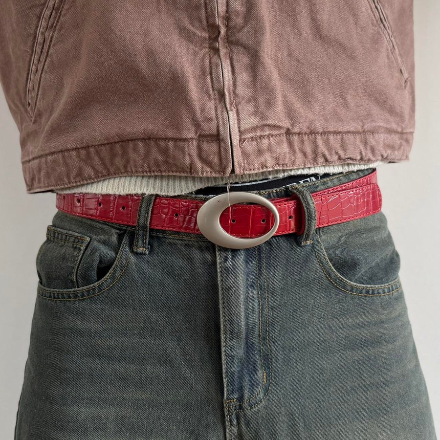 Red Oval Buckle Belt