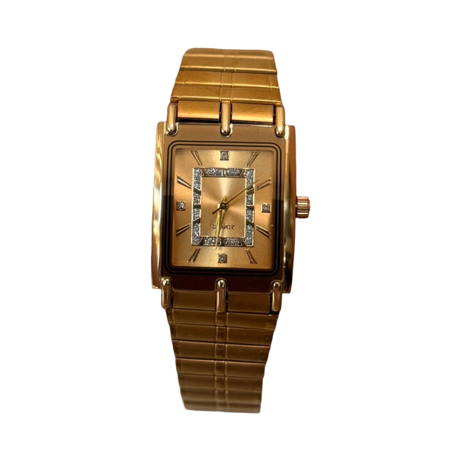 Copied - Y2K 2000s Gold Rectangle Quartz Watch Unisex Luxury Style 8.5” New