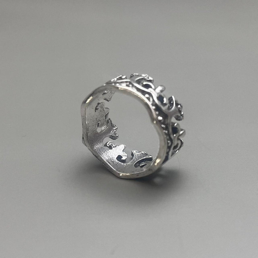 Silver Gothic Crown Ring