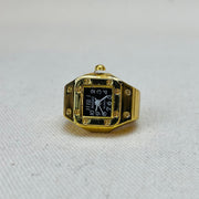 Gold Square Dial Watch Ring