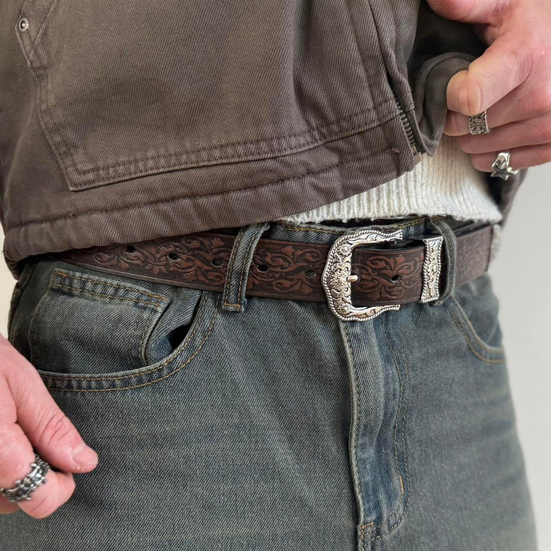 Brown Tooled Western Belt - Rynor