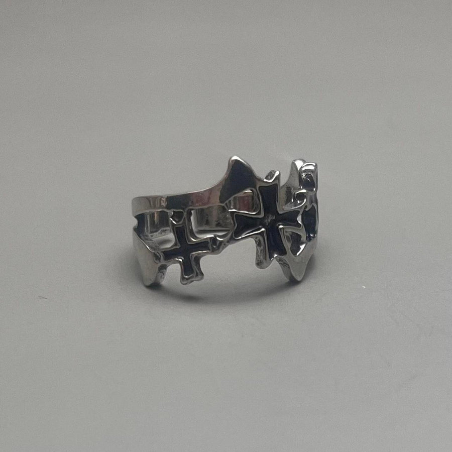 Silver Star Cross Ring