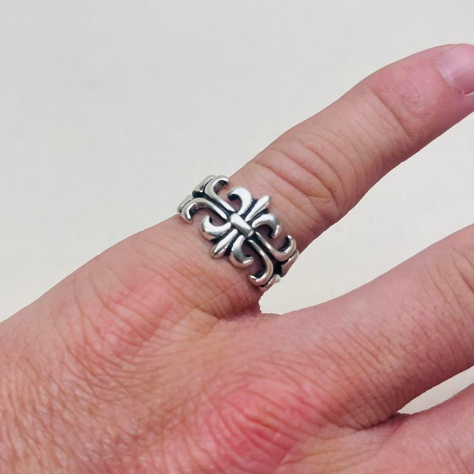 Silver Cross Band Ring
