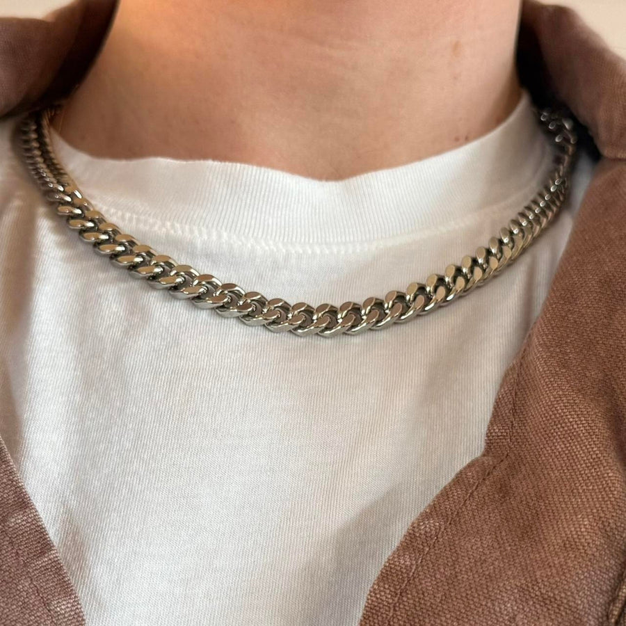Silver Cuban Link Chain Necklace
