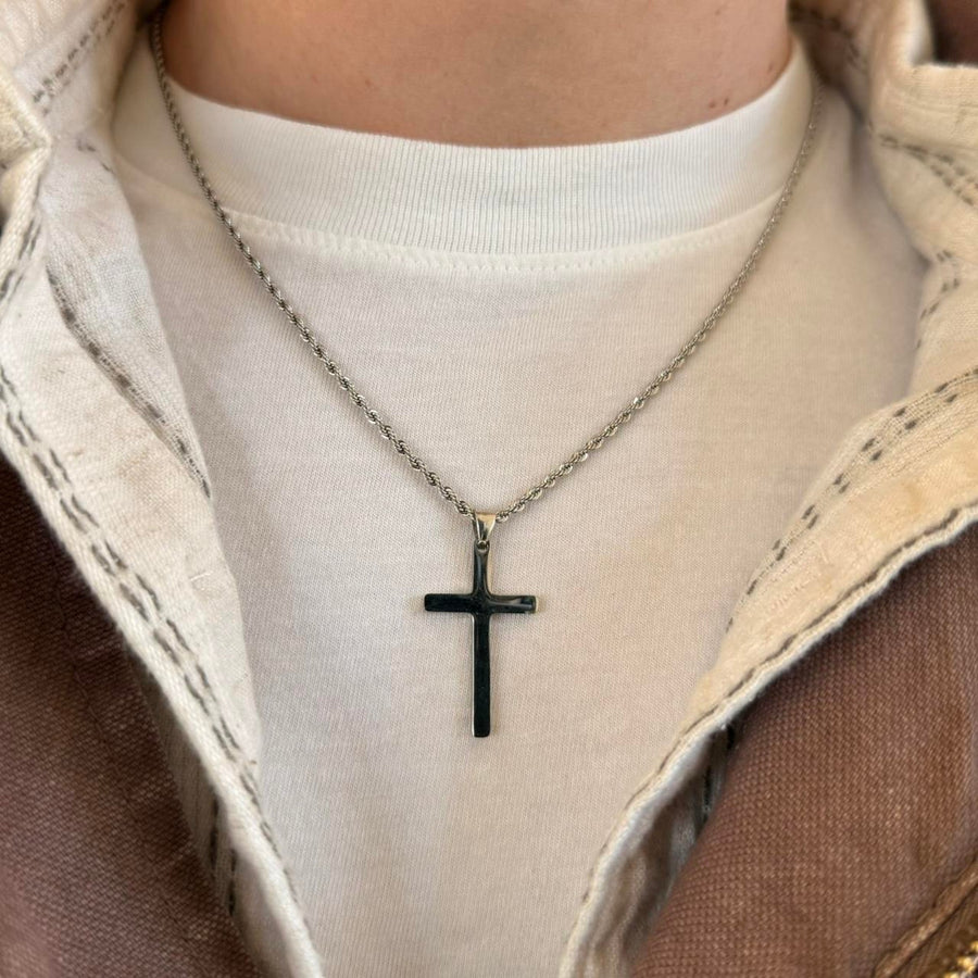 Black Cross Pendant Necklace