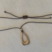 2000s Gold Pendant Leather Necklace – Unisex, Brand New