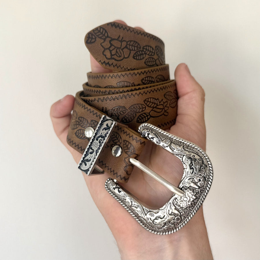 Brown Western Engraved Belt