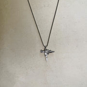 Y2K Silver Stainless Steel Uzi Necklace Urban Pendant Unisex Streetwear New