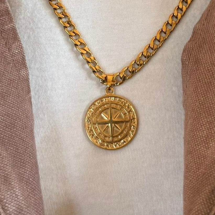 Gold Medallion Pendant Necklace