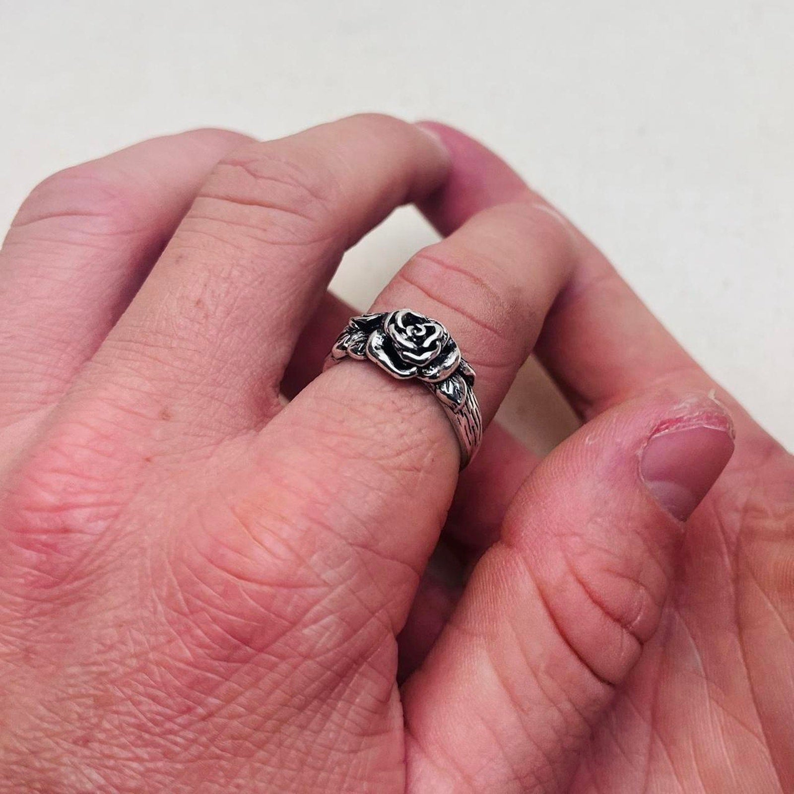 Silver Rose Band Ring