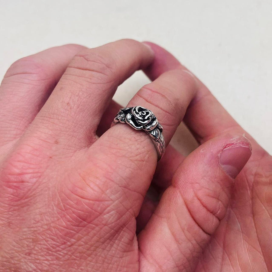 Silver Rose Band Ring