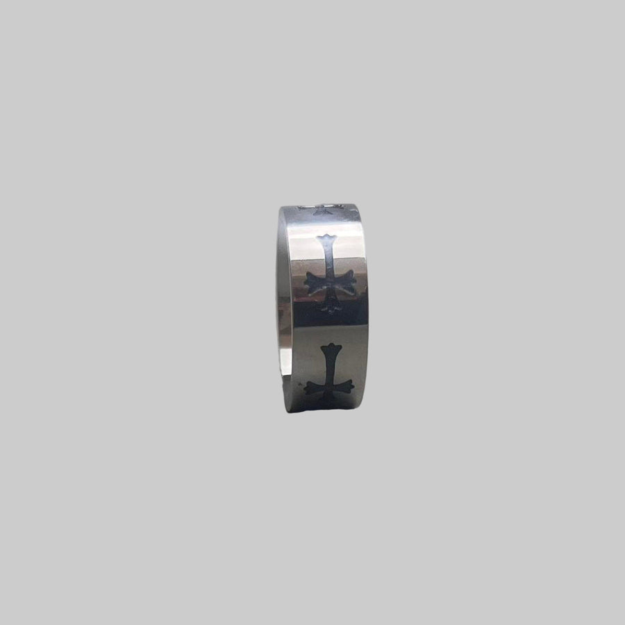 Silver Cross Band Ring