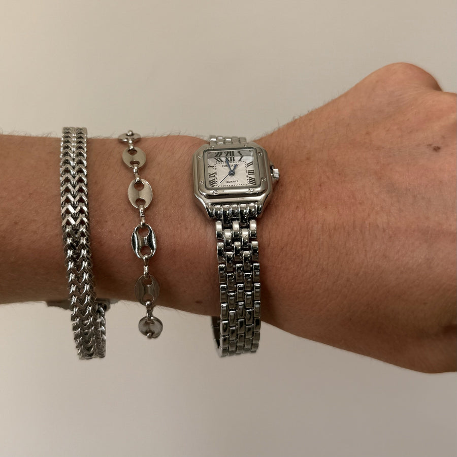 Square Silver Watch