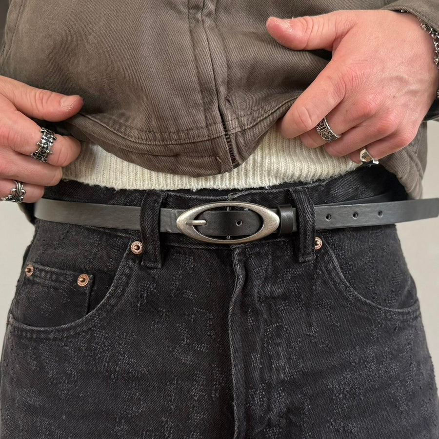 Black Oval Buckle Belt