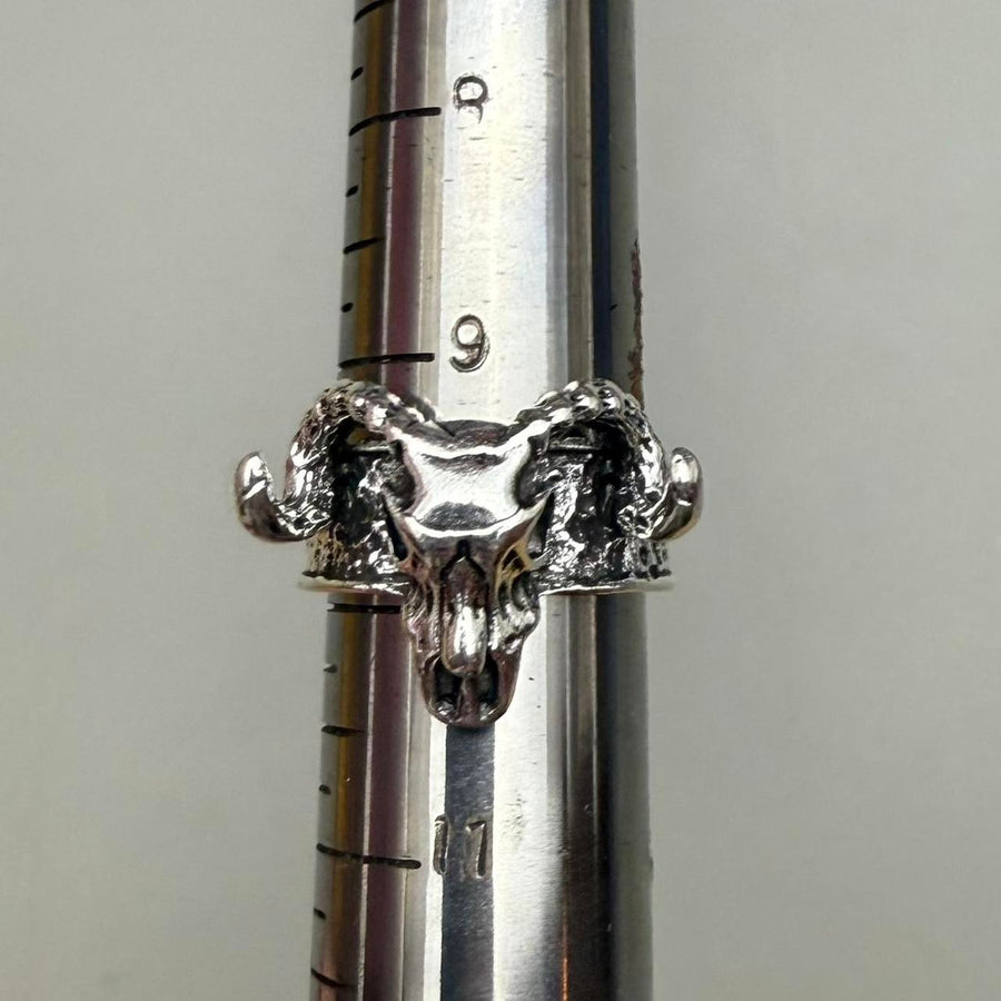 Silver Bull Skull Ring