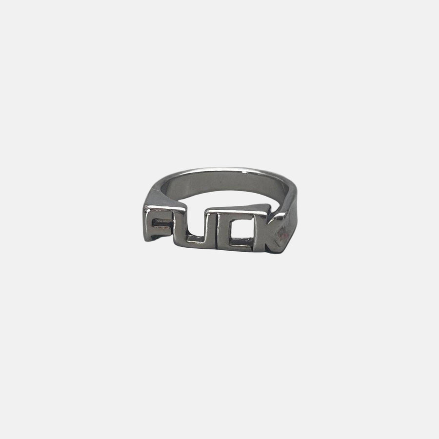 Silver Text Statement Ring