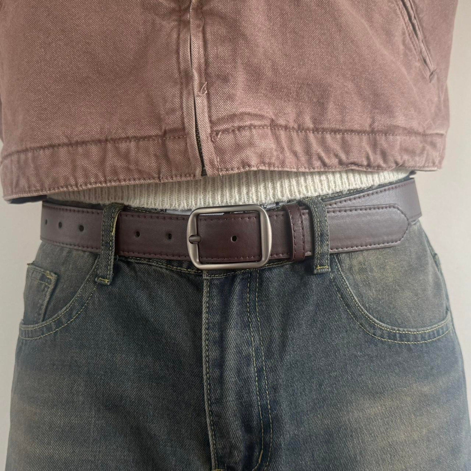 Brown Chrome Buckle Belt