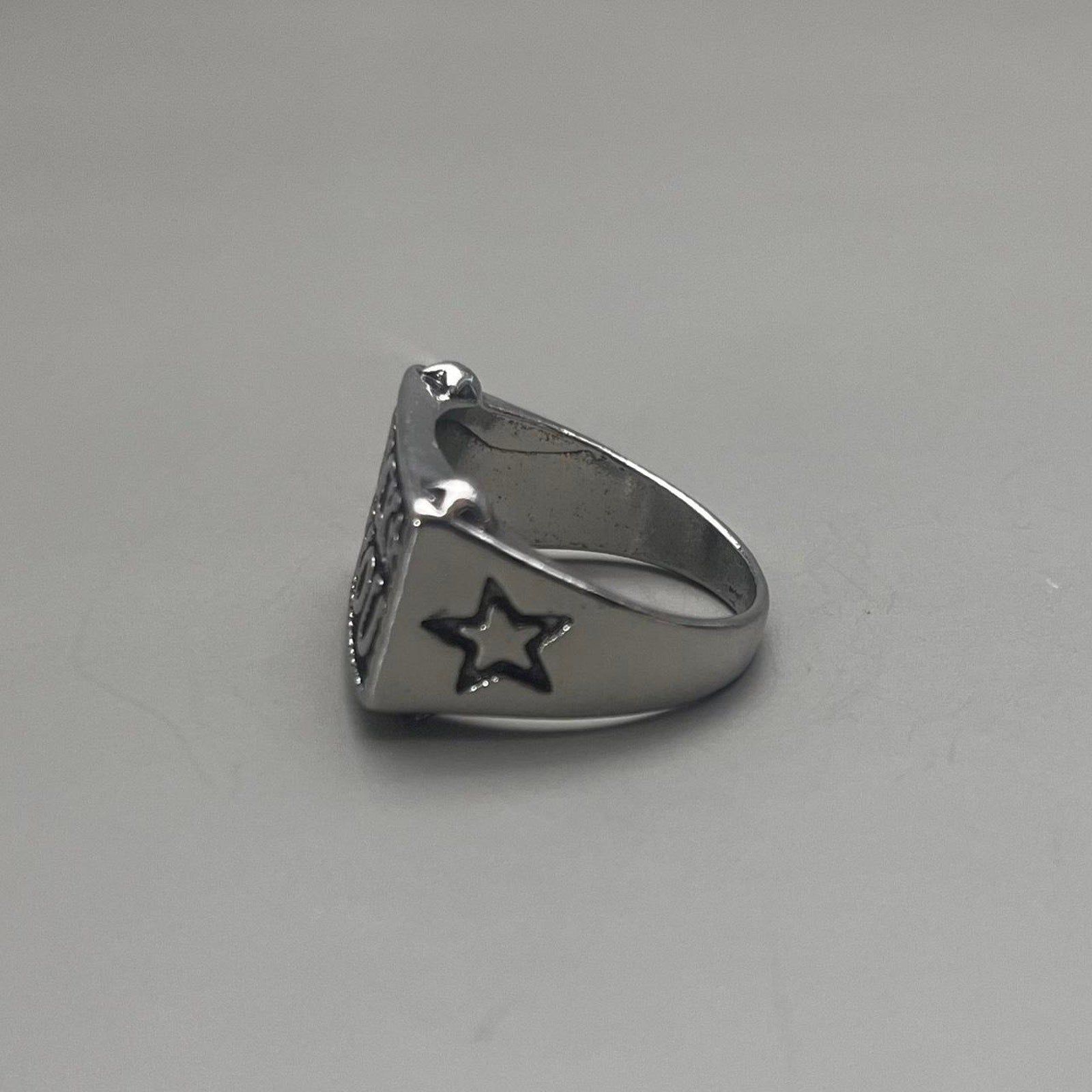 Silver Block Text Ring - Rynor