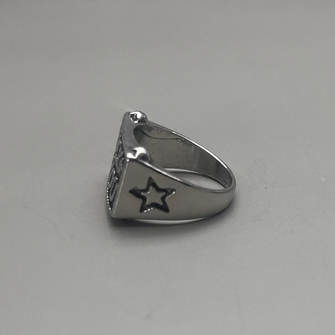 Silver Block Text Ring - Rynor