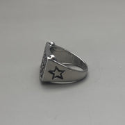 Silver Block Text Ring