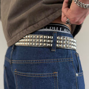 Triple Row Pyramid Studded Belt