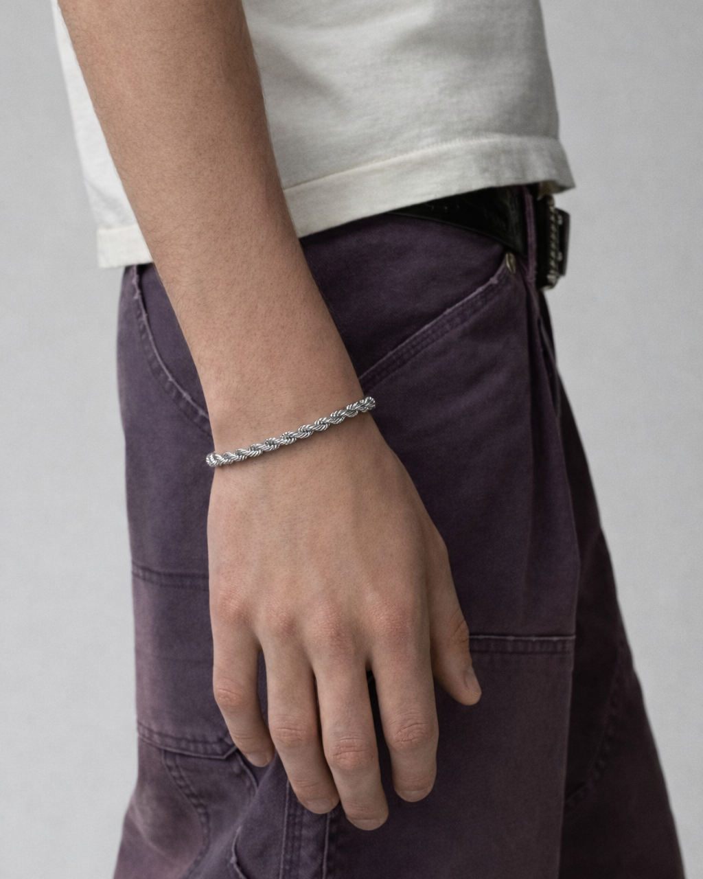 Zilveren armband met gedraaid touw