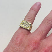 Gold Textured Block Ring