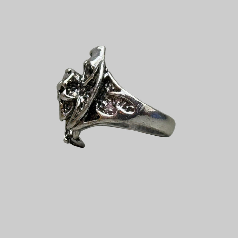 Silver Winged Skull Ring