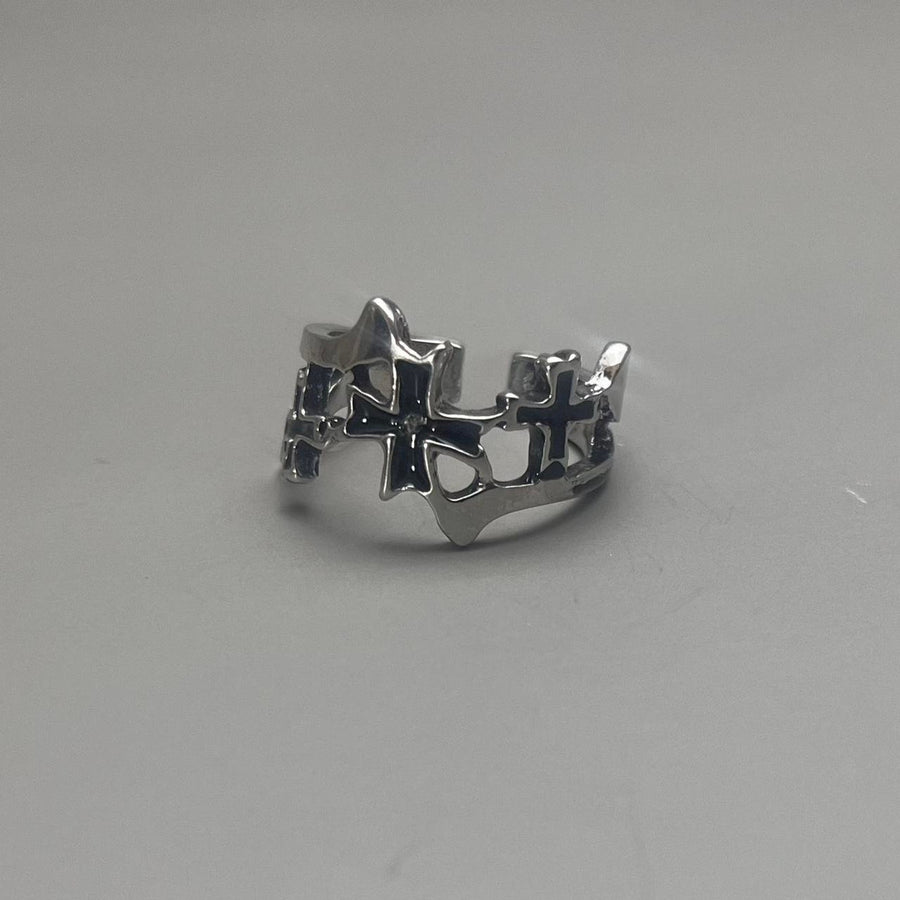 Silver Star Cross Ring