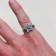 Silver Double Star Ring