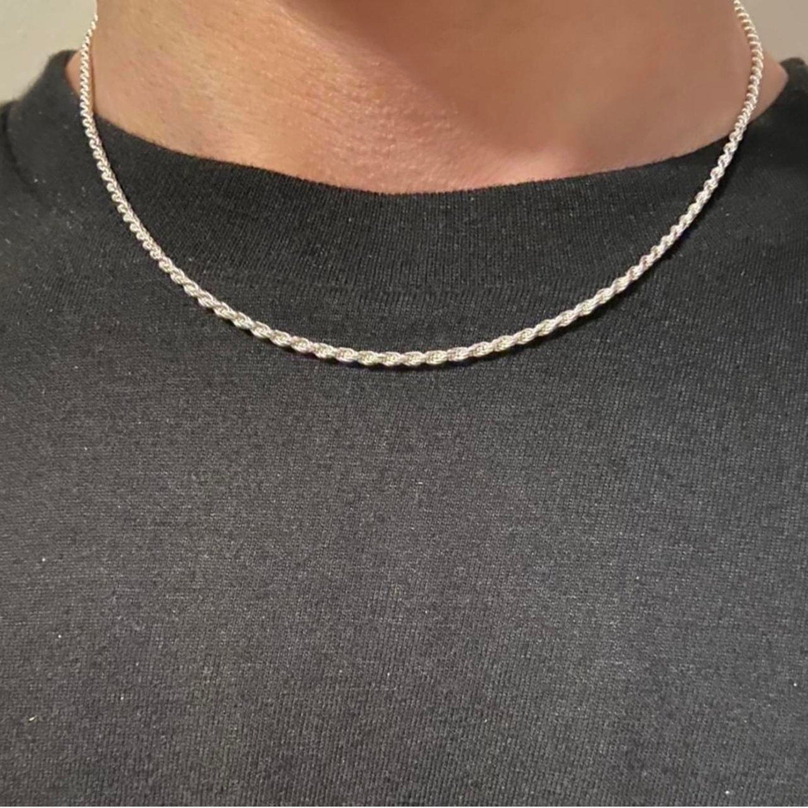 Silver Rope Chain Necklace