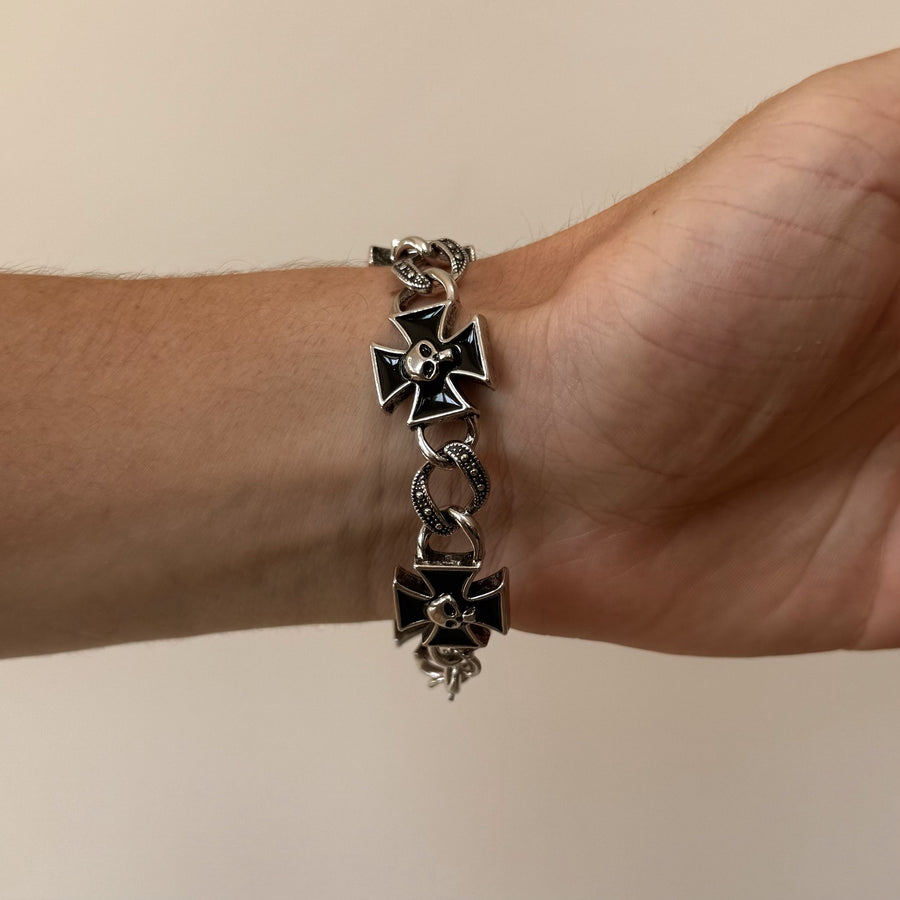 Silver Cross Chain Bracelet