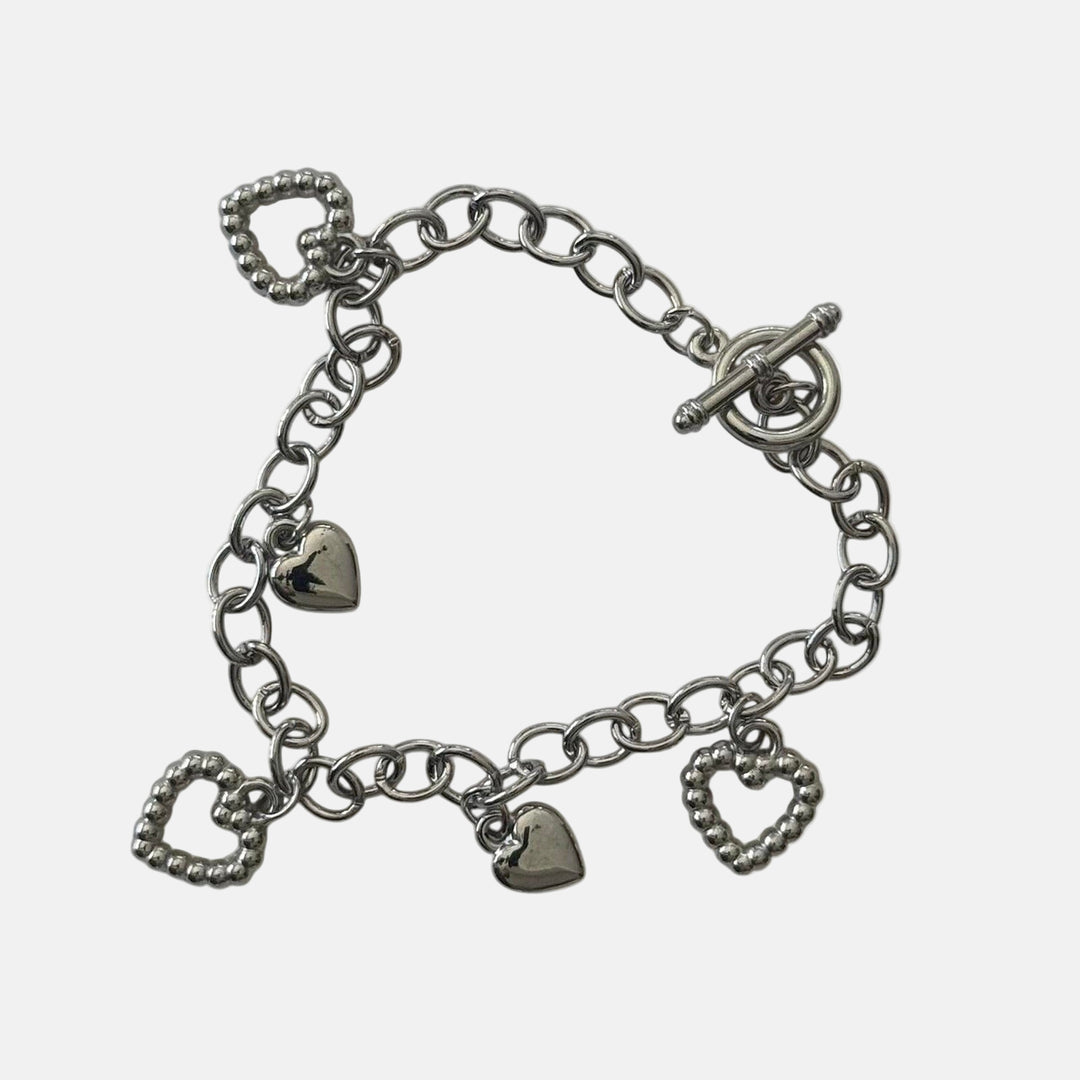 Silver Heart Charm Bracelet - Rynor
