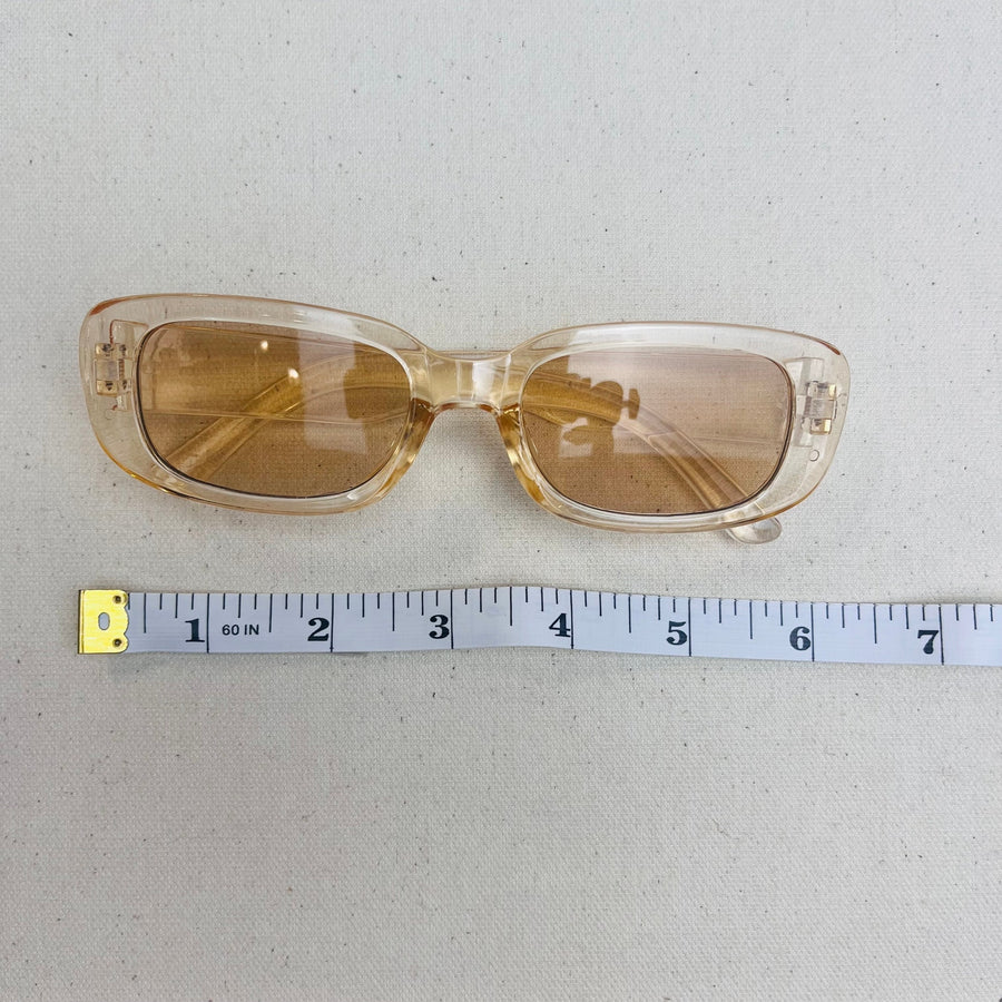 Clear Amber Rectangle Sunglasses