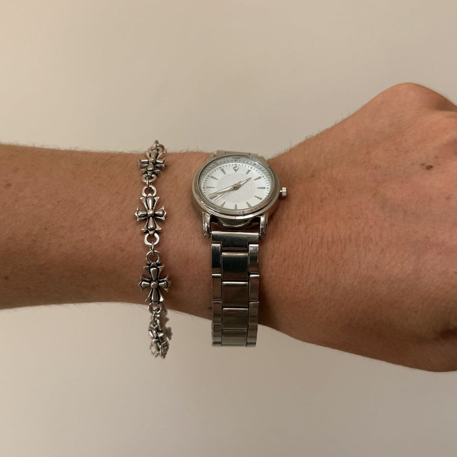 Silver White Dial Watch