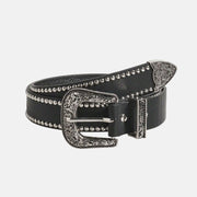 Black Studded Western Buckle Belt