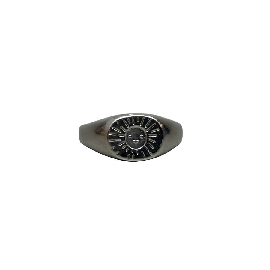 Silver Sun Signet Ring