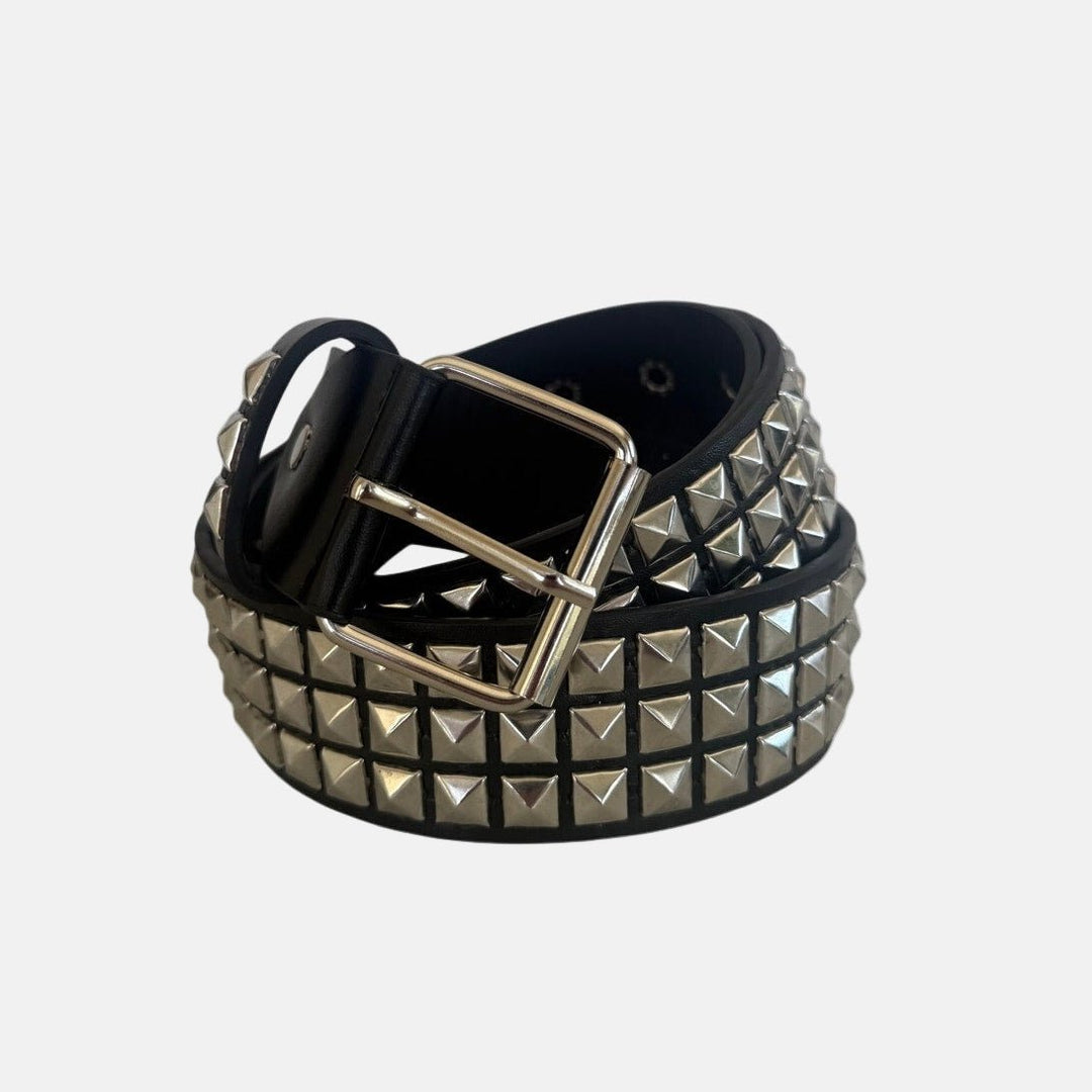 Triple Row Pyramid Studded Belt - Rynor