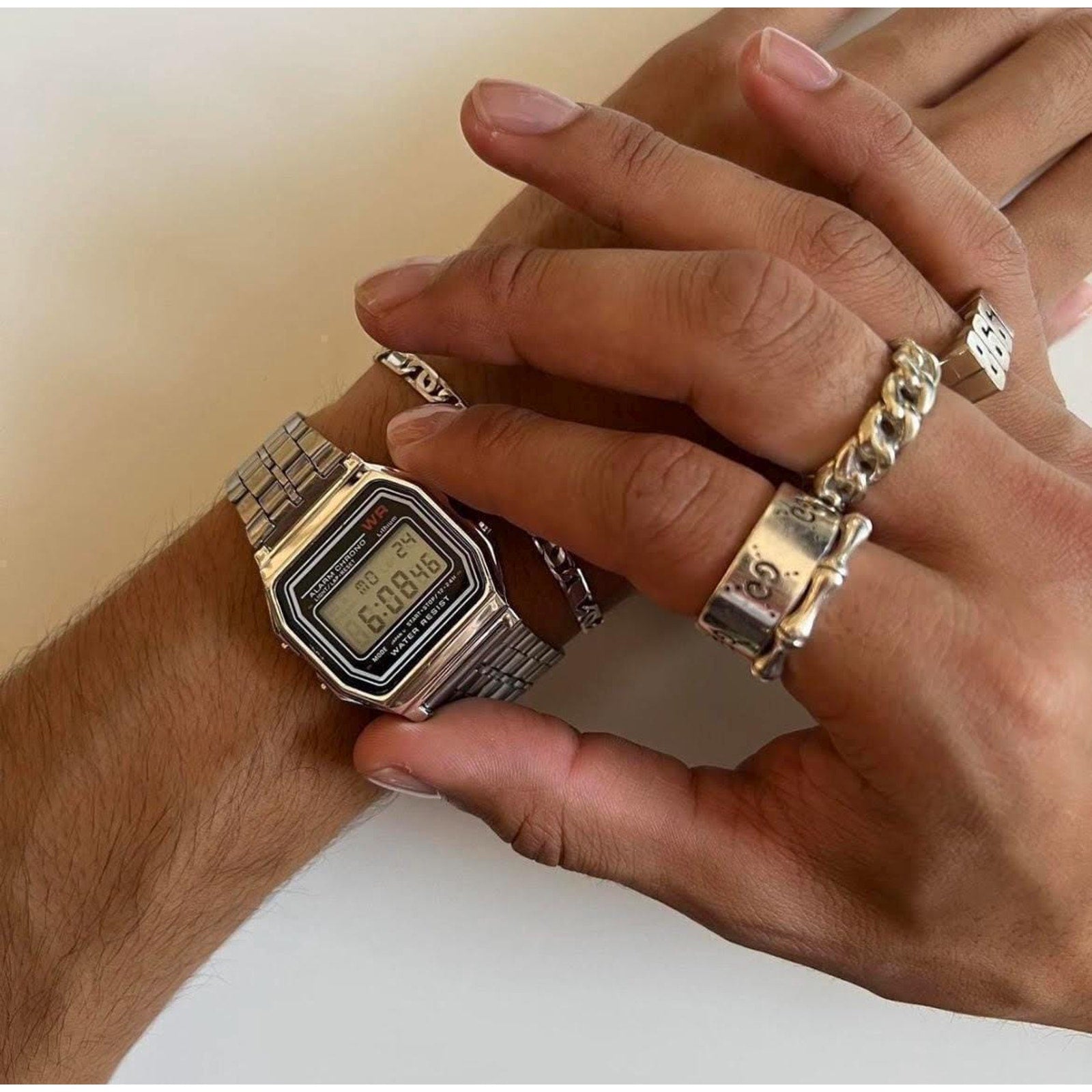 Retro Silver Digital Watch