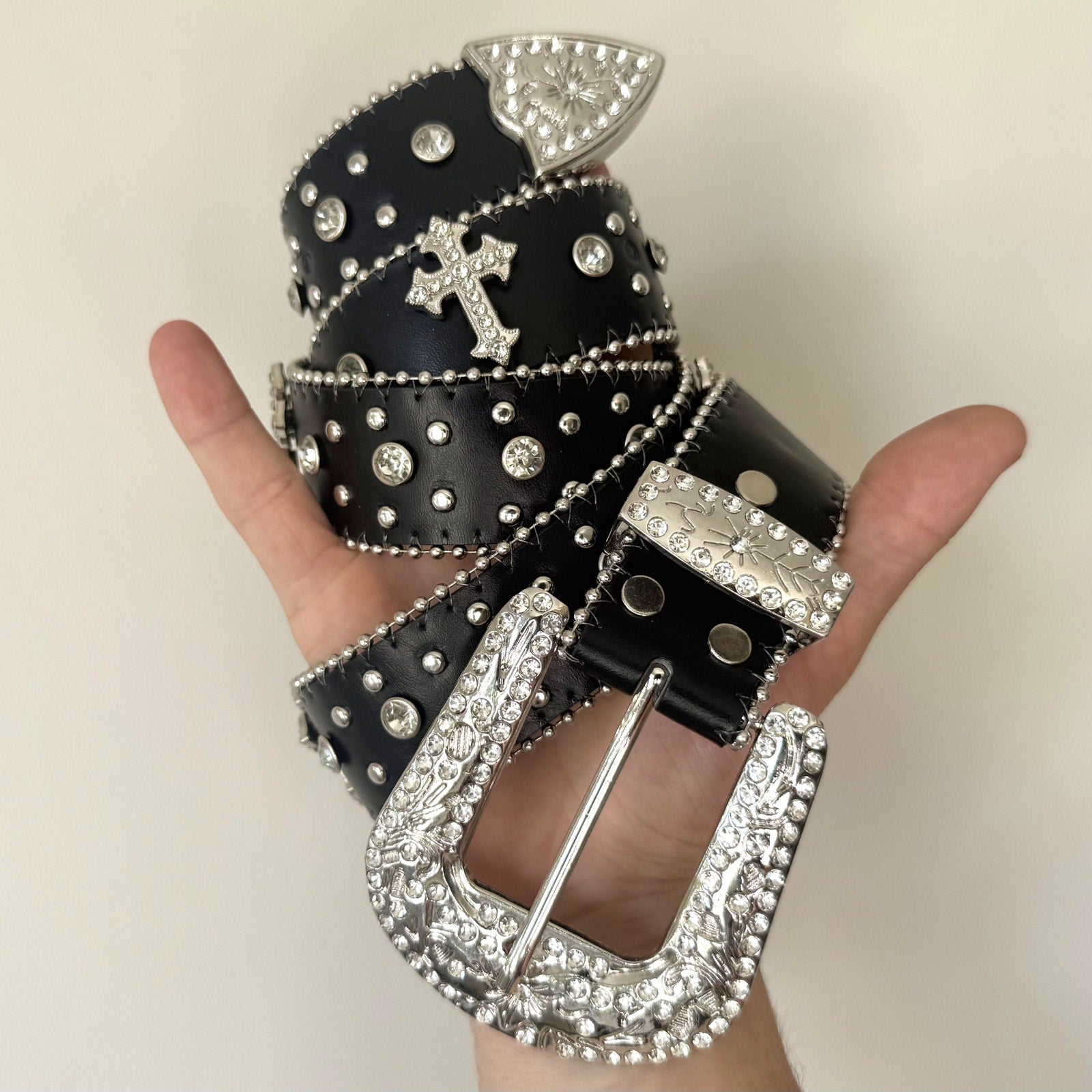 Black Rhinestone Western Buckle Belt - Rynor