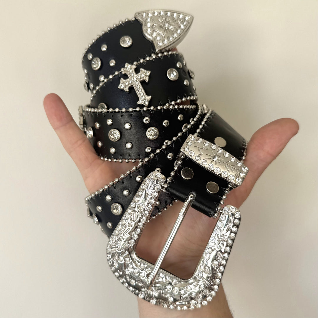 Black Rhinestone Western Buckle Belt - Rynor