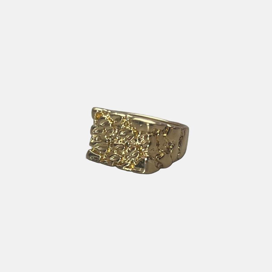 Gold Textured Block Ring