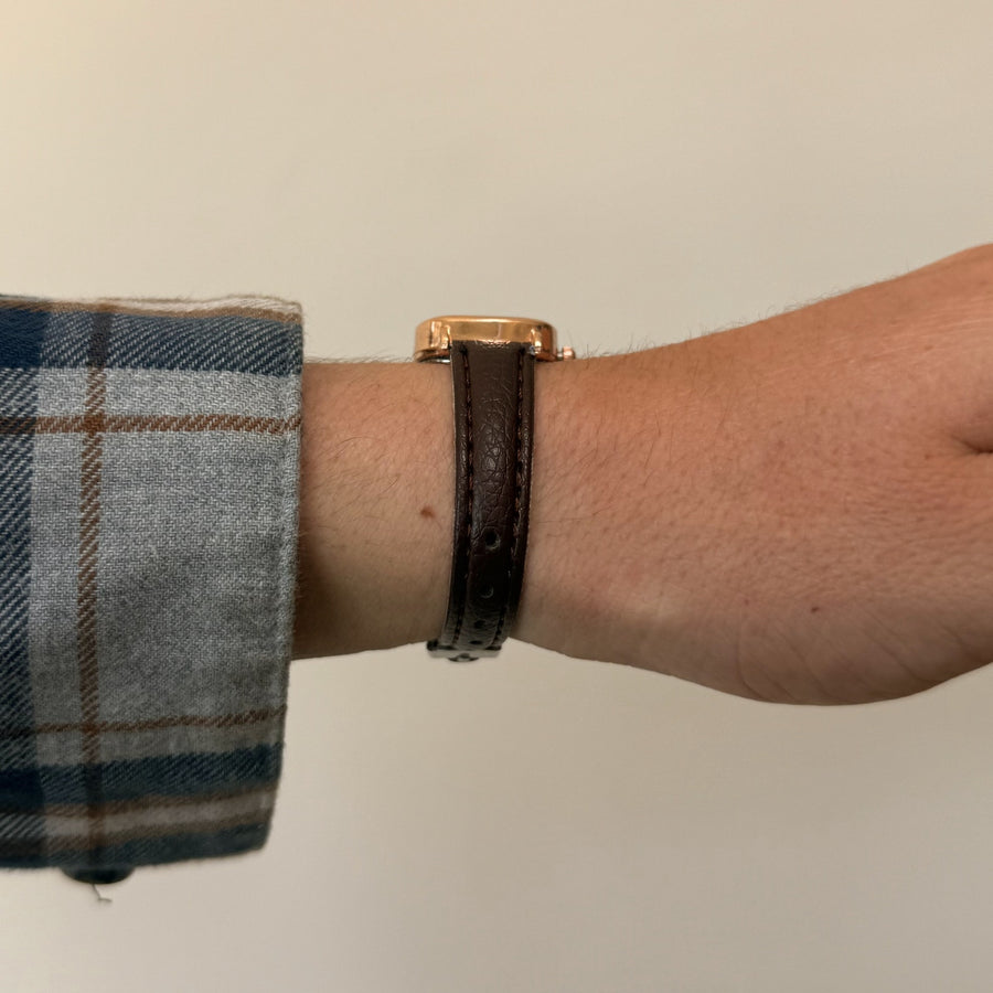 Black Dial Leather Watch